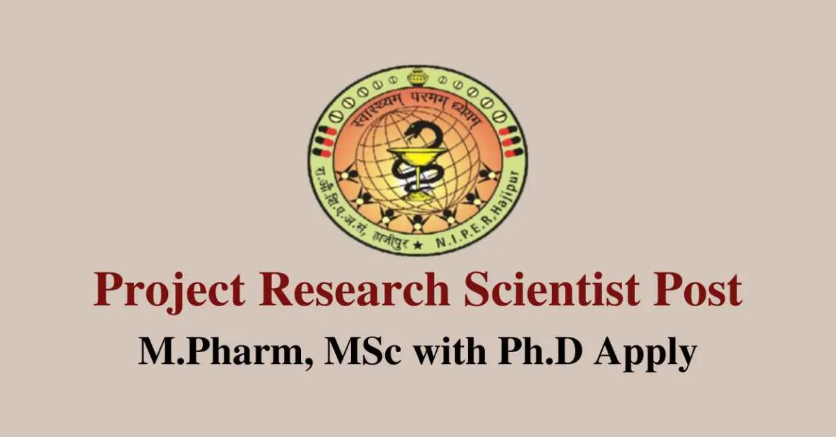 Applications are invited for post of Research Scientist at NIPER