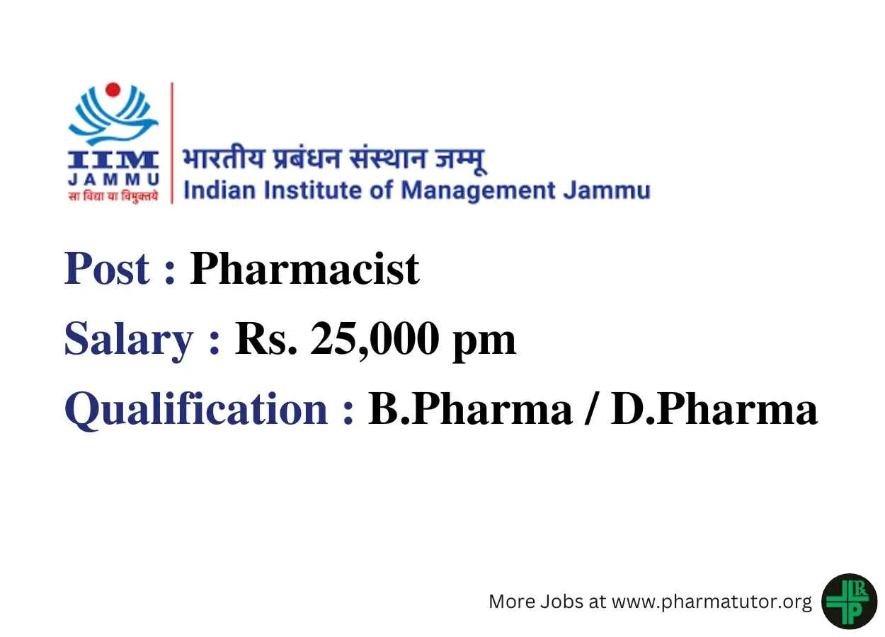 Apply Online for Pharmacist Post in the office of IIM