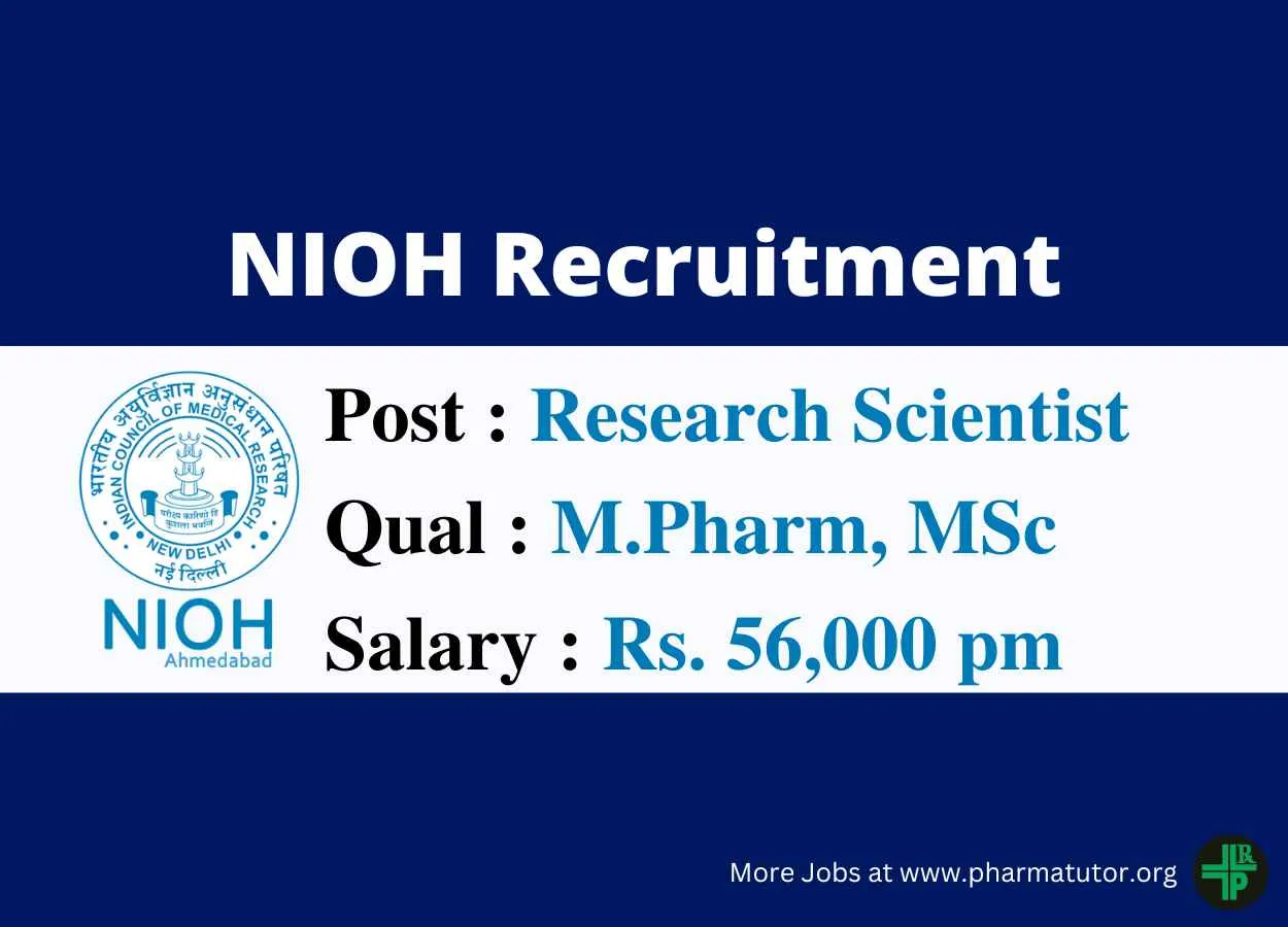 Career for M.Pharm, MSc as Research Scientist at NIOH