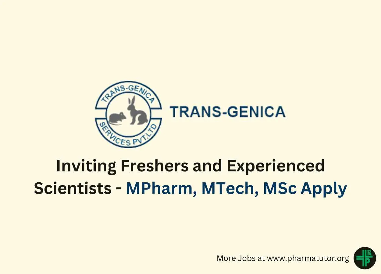Inviting Freshers and Experienced Scientists at Trans-Genica Research Pvt. Ltd