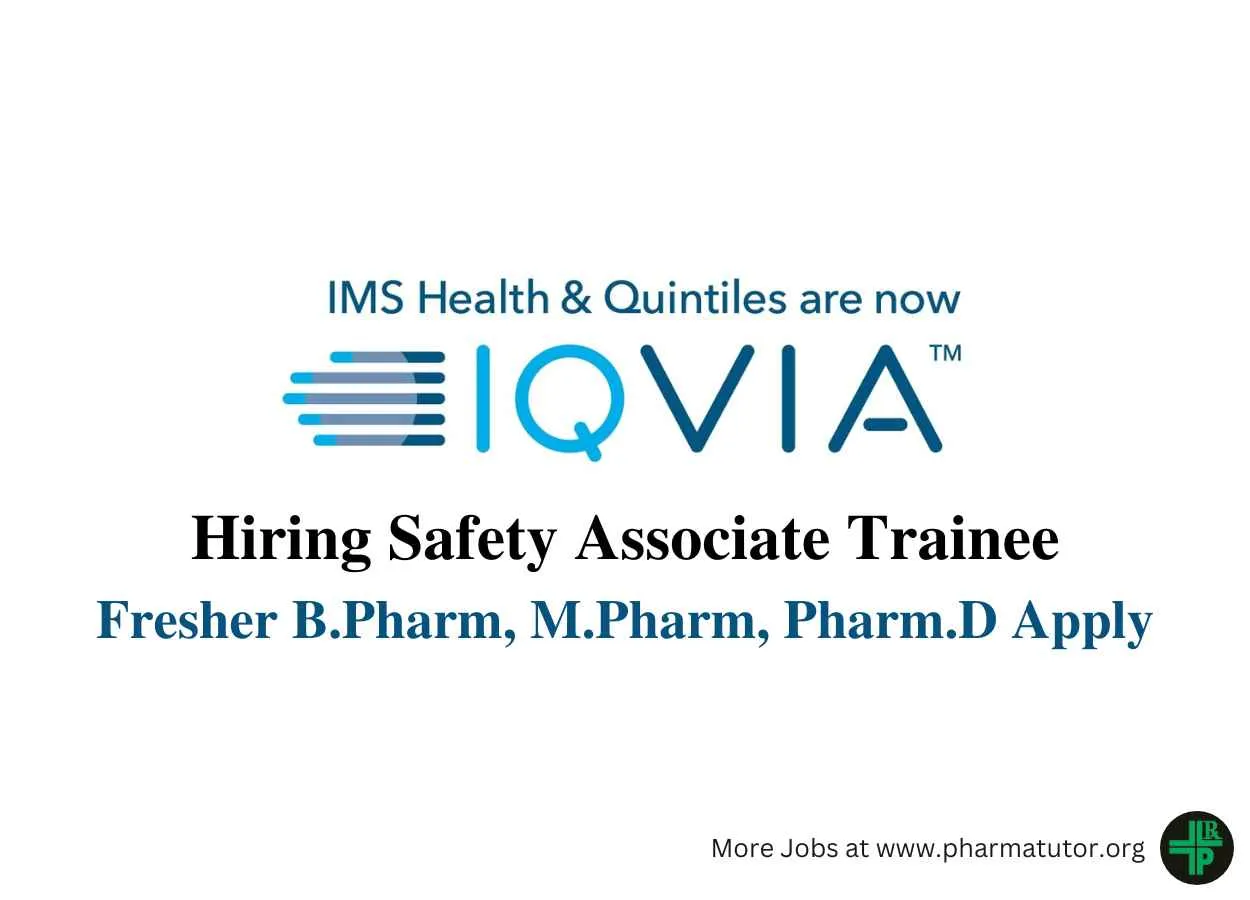 IQVIA hiring Safety associate trainee