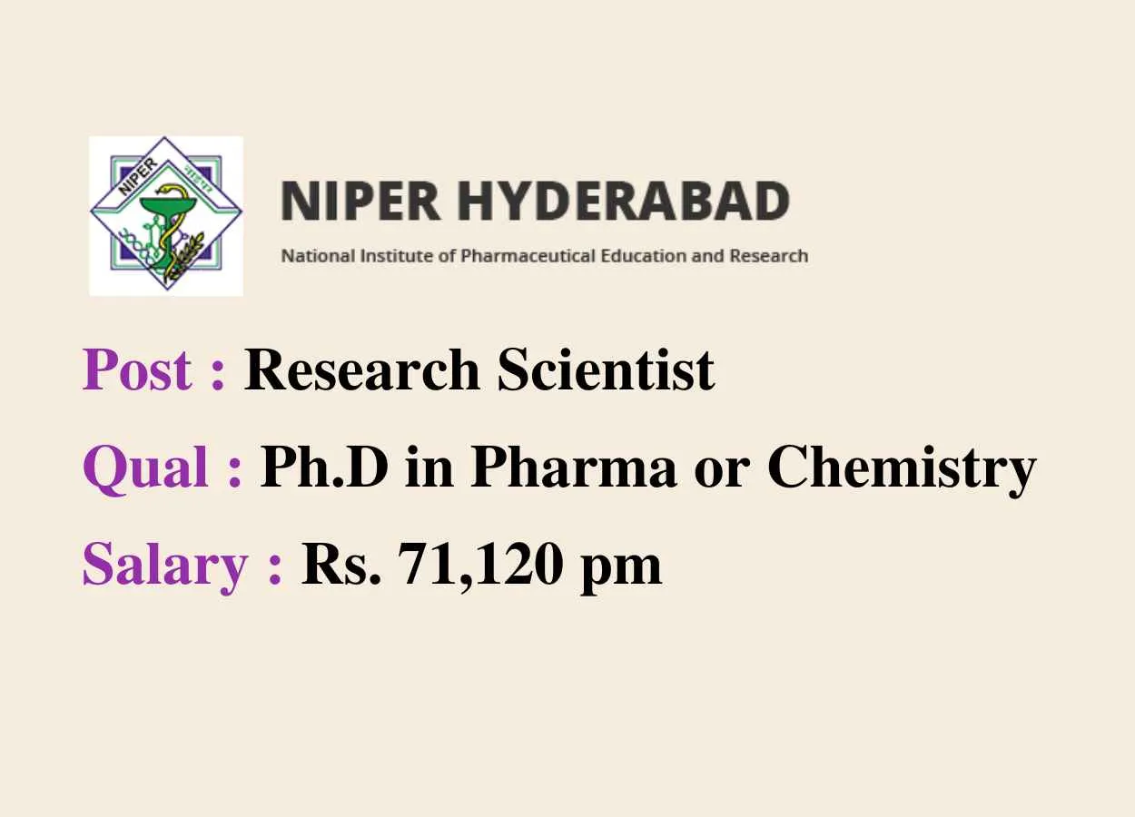 Job for Research Scientist at NIPER