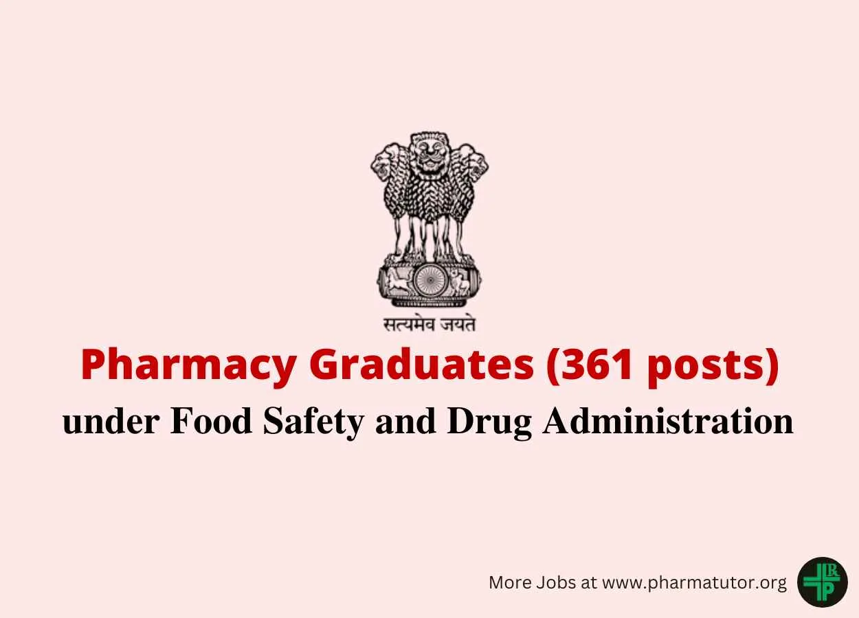Vacancy for Pharma graduates as Government Analyst under Food Safety and Drug Administration