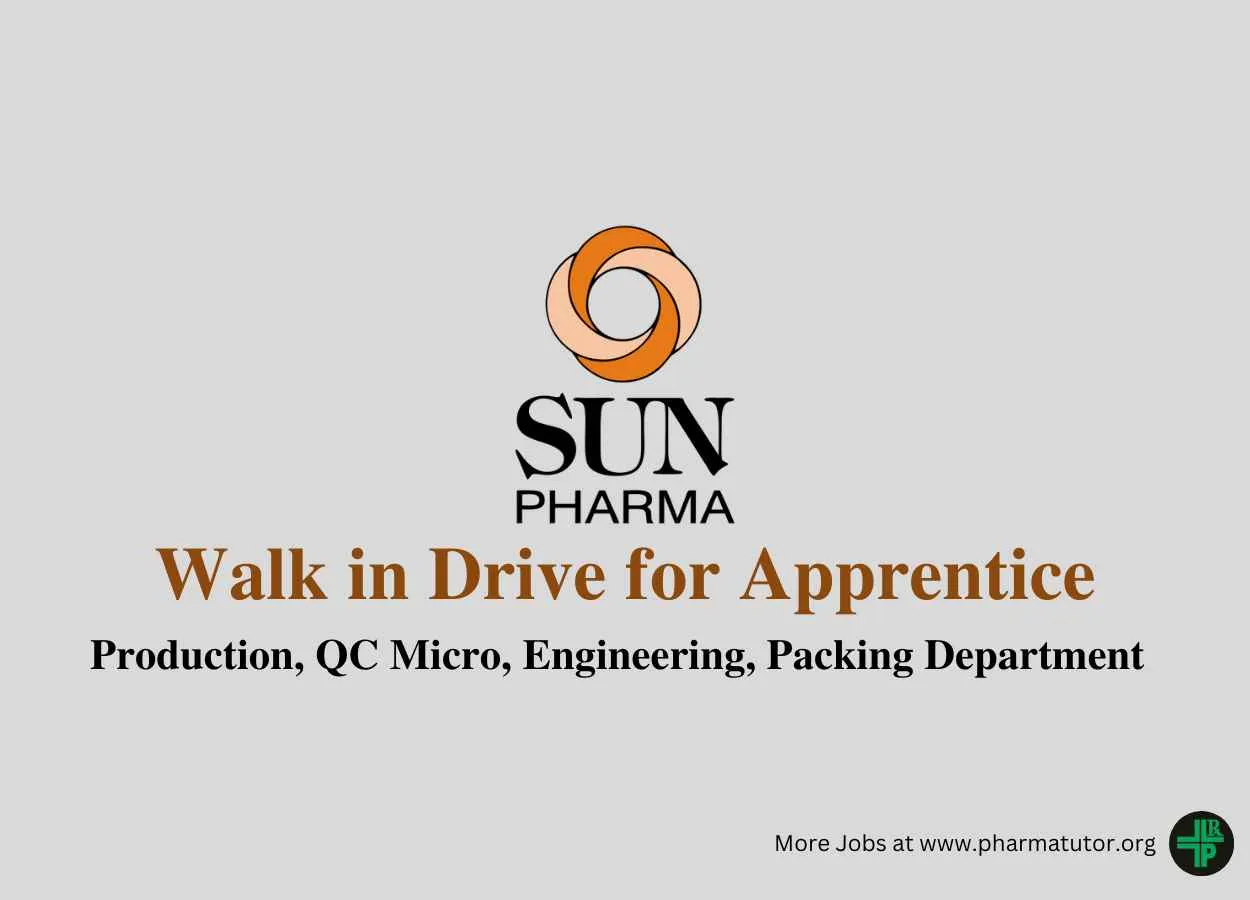 Walk in Drive for Apprentice at Sun Pharma
