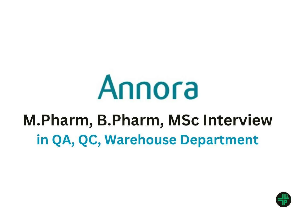 Walk in for M.Pharm, B.Pharm, MSc in QA, QC, Warehouse Department at Annora Pharma