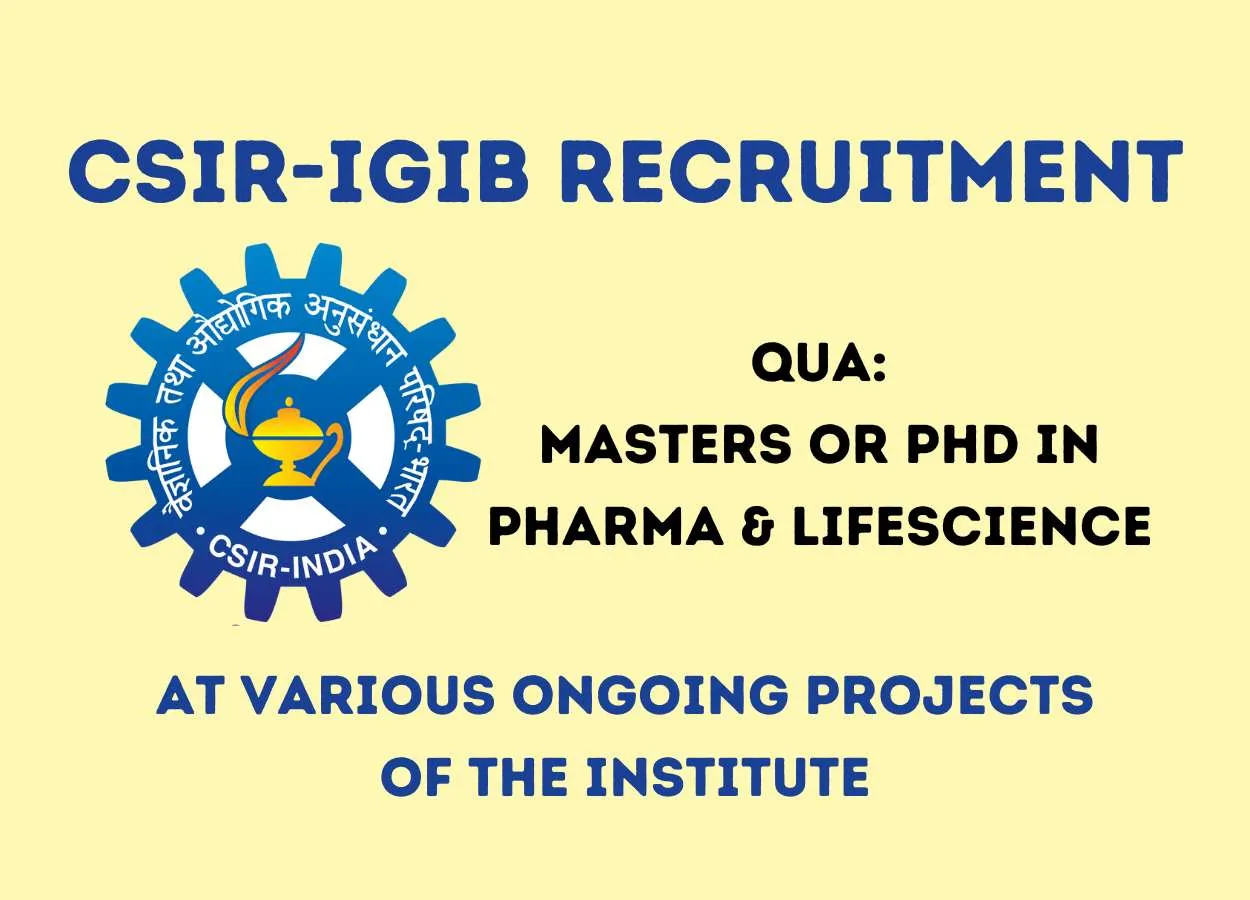 Advertisement for Research Project Posts at IGIB
