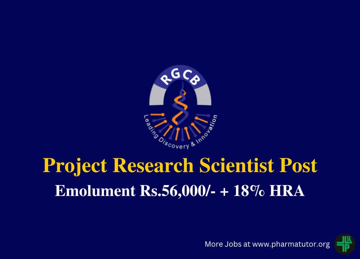 Applications are invited for post of Research Scientist at RGCB