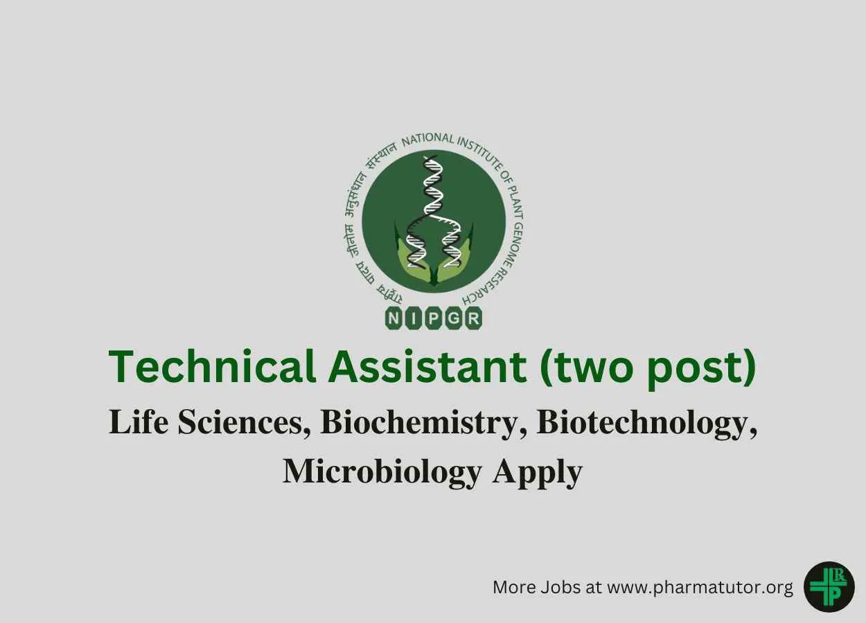 Applications are invited for post of Technical Assistant at NIPGR