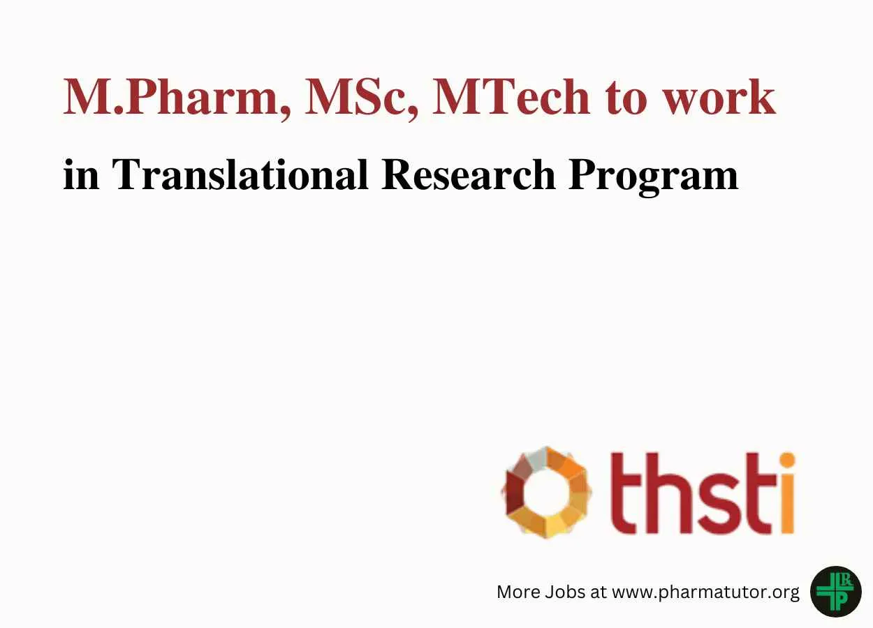 Career for M.Pharm, MSc, MTech to work in Translational Research Program at BRIC-THSTI