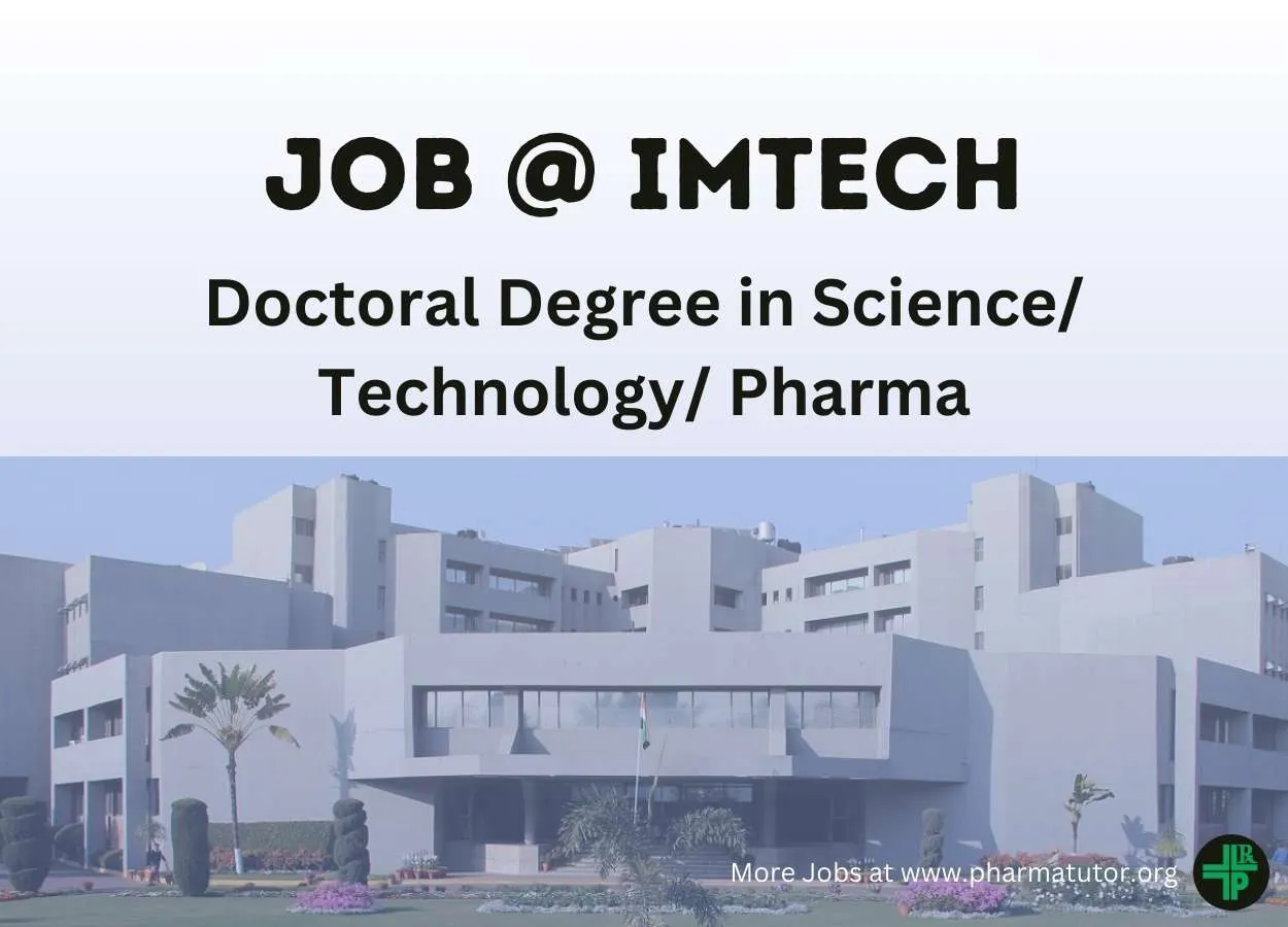 Doctoral Degree in Pharma Job at IMTech