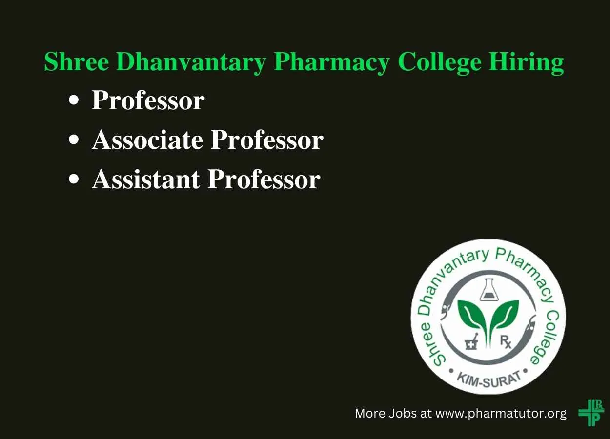 Job for Associate / Assistant Professor at Shree Dhanvantary Pharmacy College