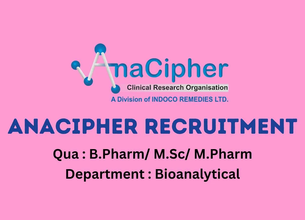 Job for M.Pharm, B.Pharm, MSc as Group Leader, Jr. Executive at AnaCipher
