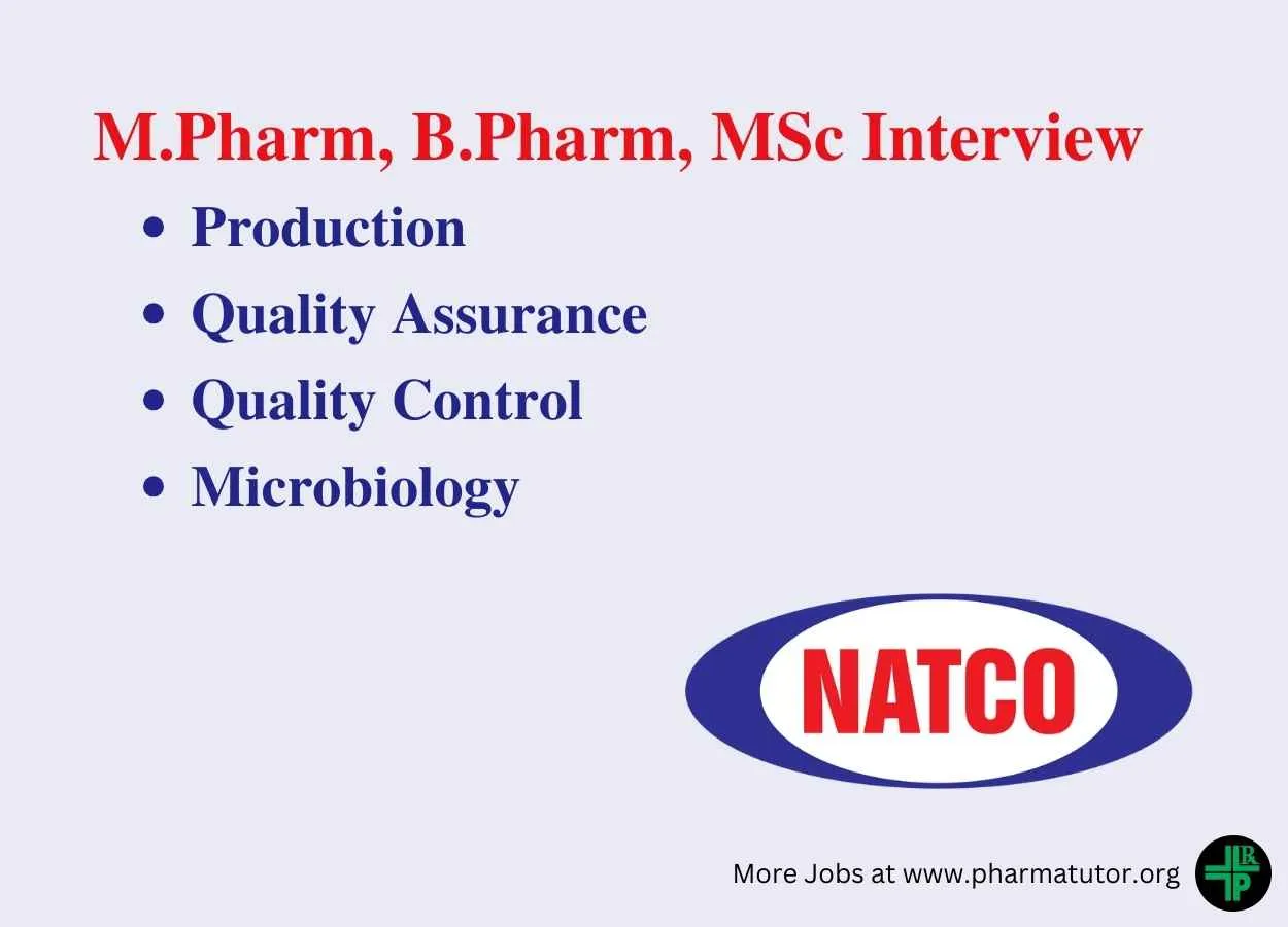 Walk in Drive for M.Pharm, B.Pharm, M.Sc in in Production, QC, Microbiology, QA at Natco Pharma