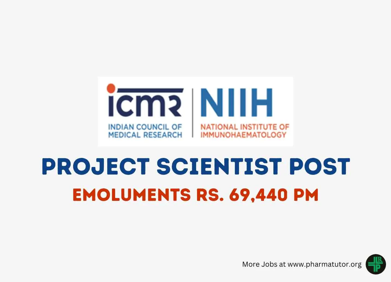 Applicants are invited for post of Project Scientist at National Institute of Immunohaematology