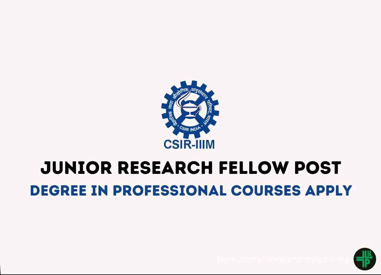 Applications are invited for post of JRF at Indian Institute of Integrative Medicine
