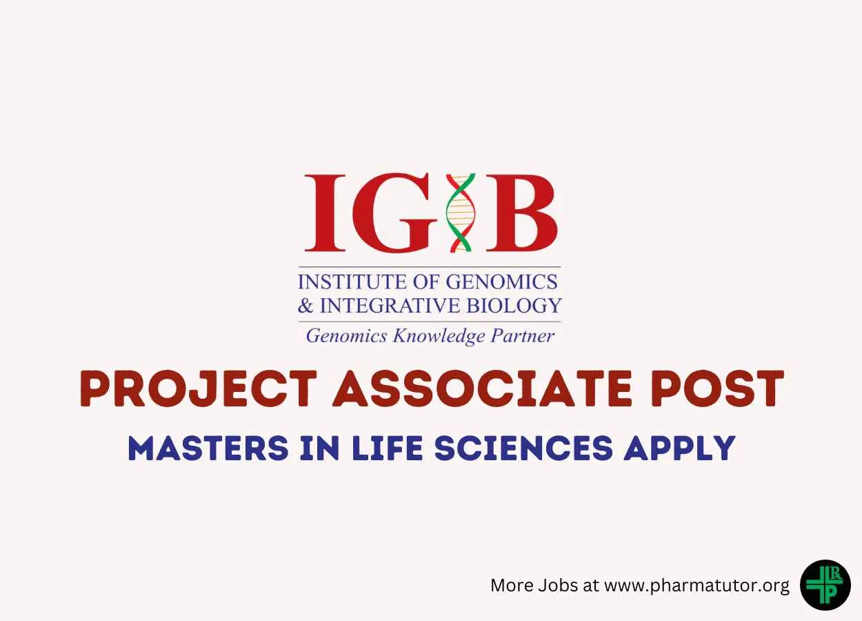 Applications are invited for post of Project Associate at IGIB