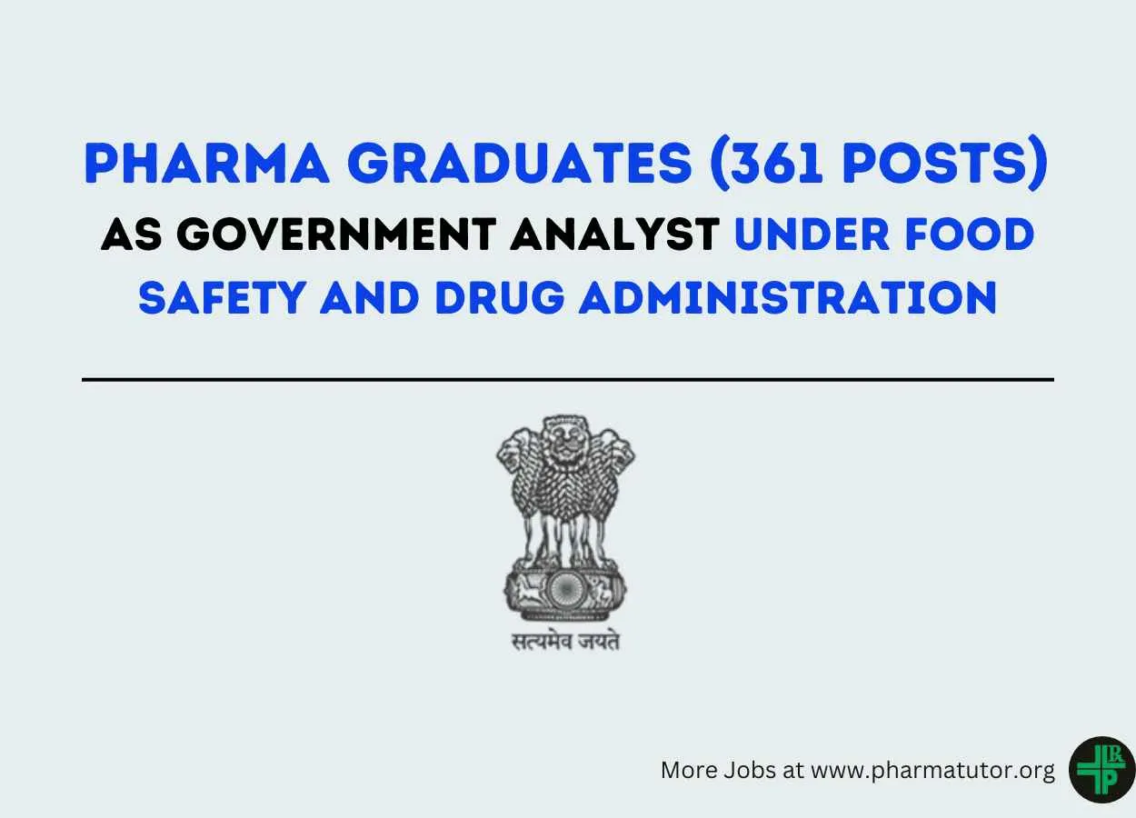 Apply Online for Pharma graduates as Government Analyst