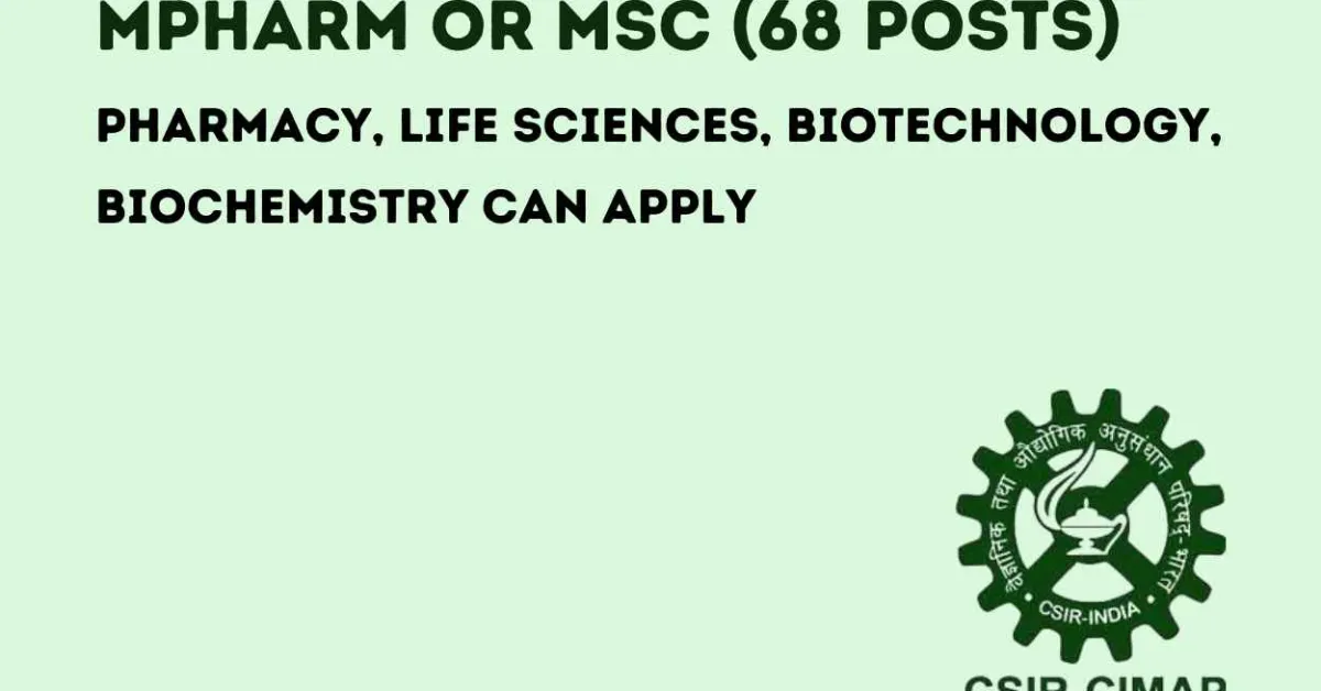 Job openings for MPharm or MSc at CIMAP