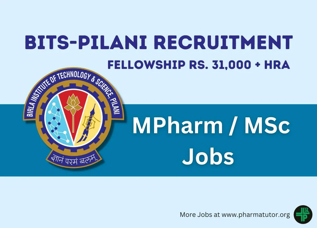 Opening for JRF Position at Department of Pharmacy, BITS Pilani