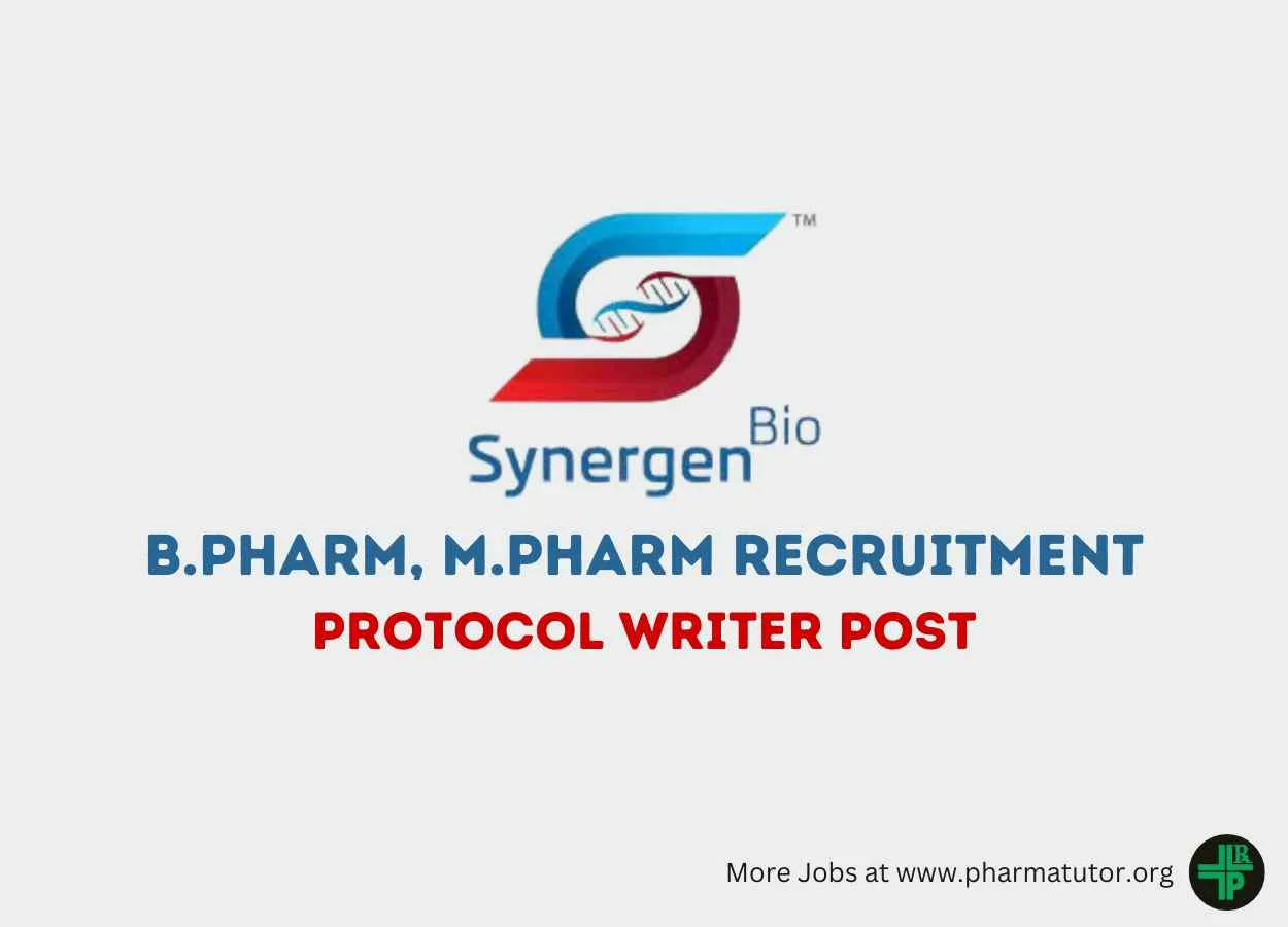 Opportunity for B.Pharm, M.Pharm as Protocol Writer at Synergen