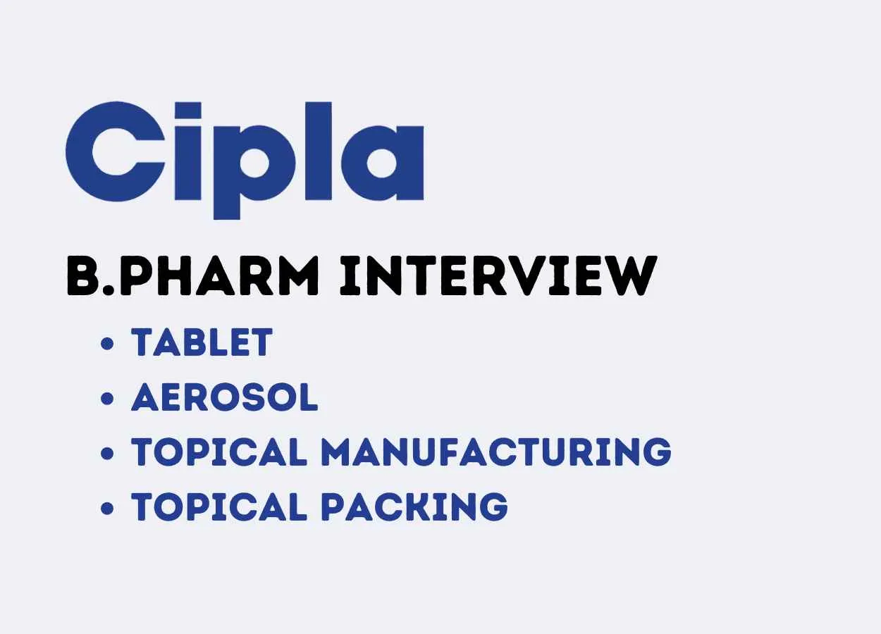 Walk in Drive for B.Pharm in Tablet, Aerosol, Manufacturing, Packing at Cipla