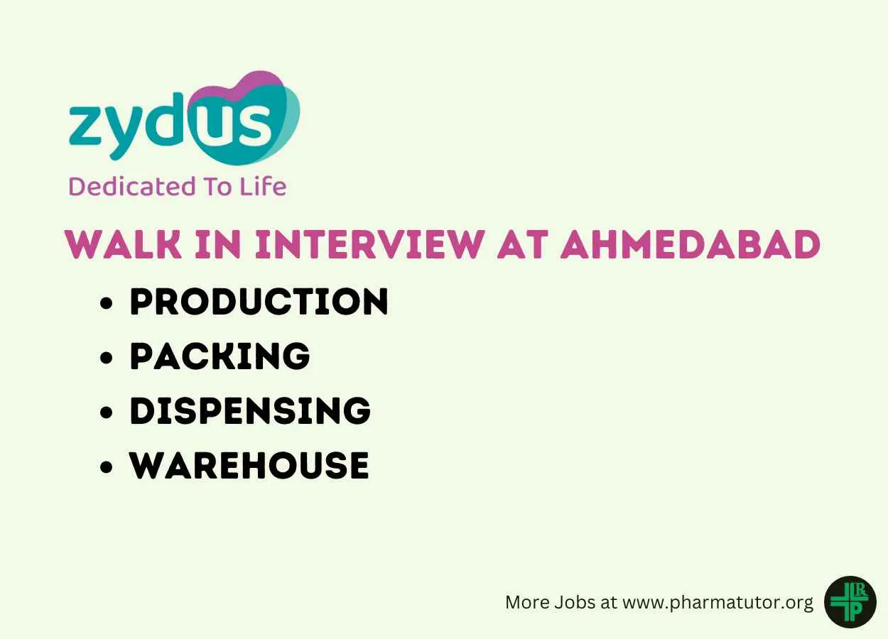Zydus Life Sciences Walk in Drive for Multiple Department