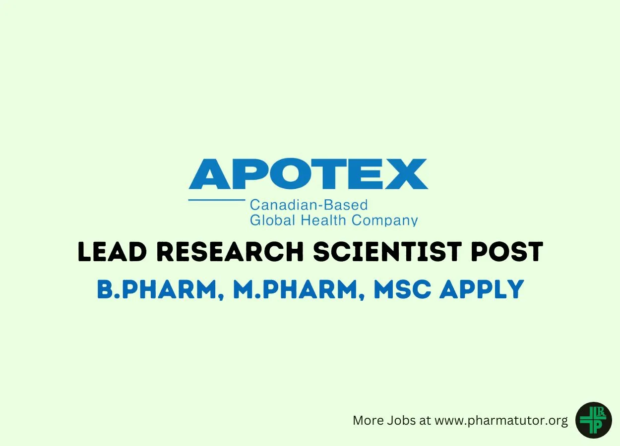 Apotex Inc looking for Lead Research Scientist
