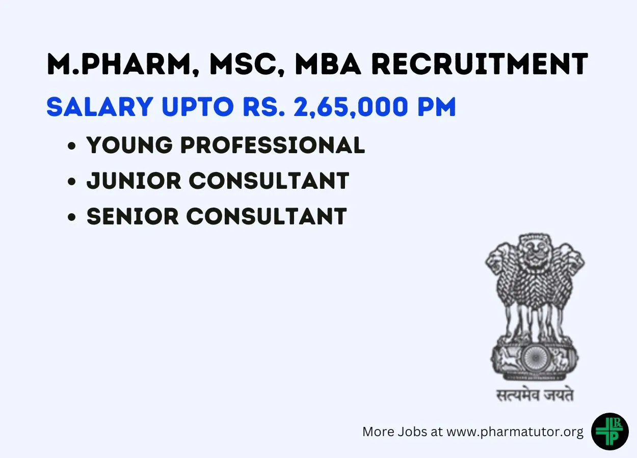 Department of Pharmaceuticals looking for Young Professional and Consultant