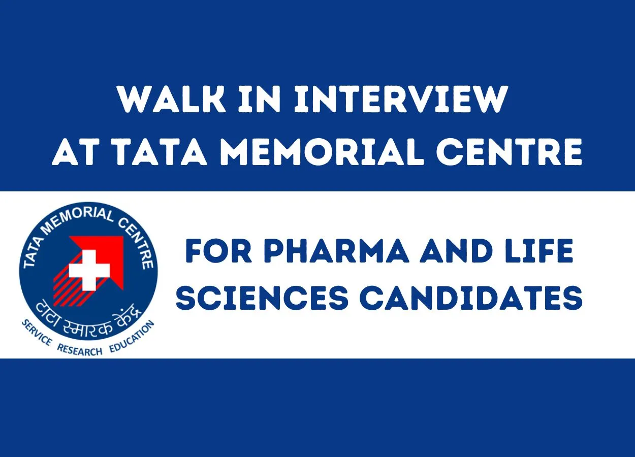 Job for Pharma and Life Sciences Candidates at Tata Memorial Centre