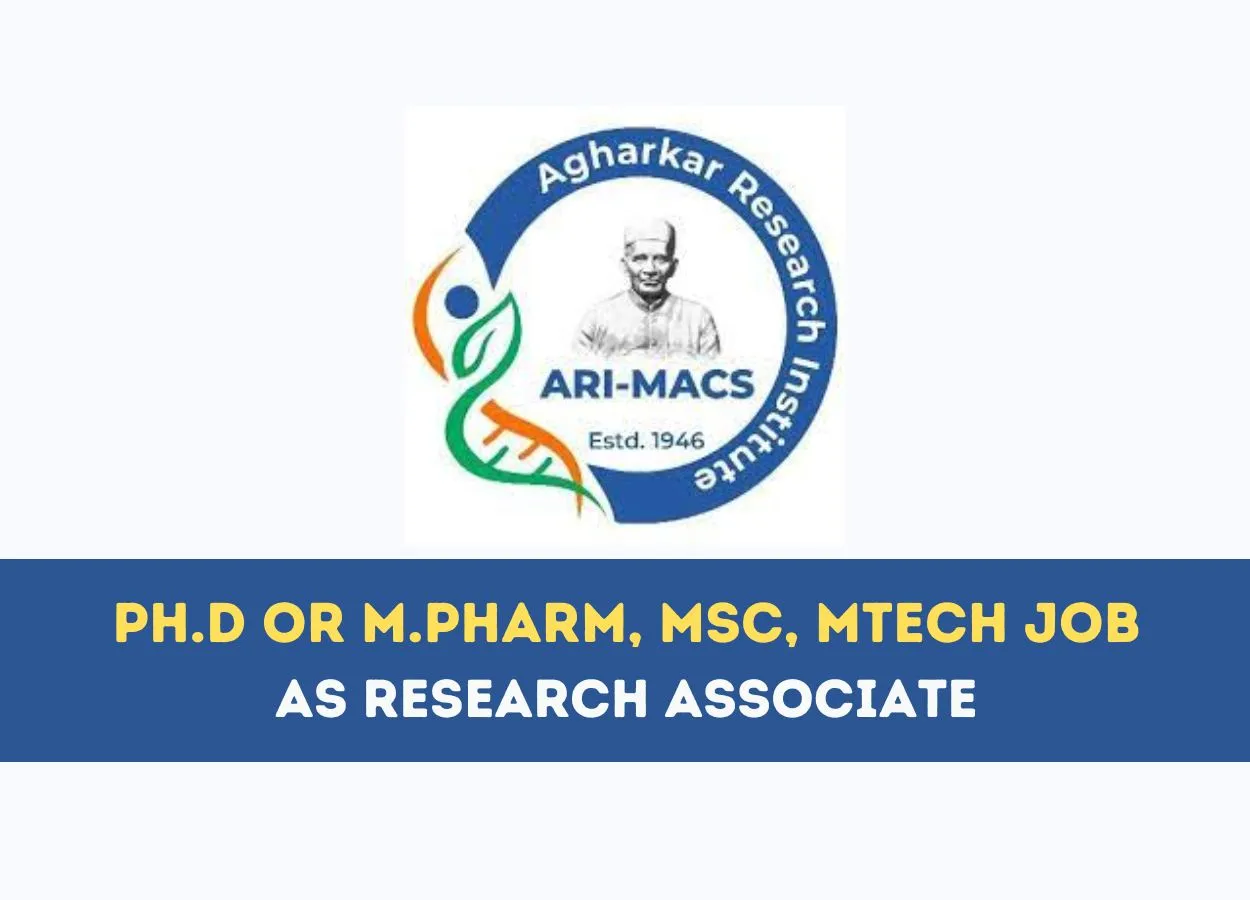 Job for Ph.D or M.Pharm, MSc, MTech as Research Associate at Agharkar Research Institute