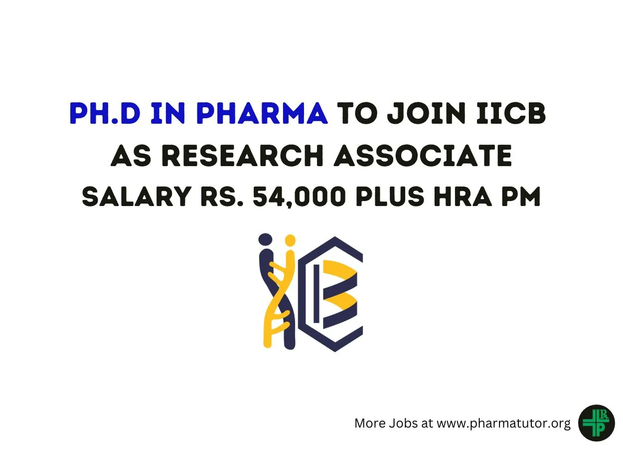 Opportunity for Ph.D in Pharma to Join IICB as Research Associate