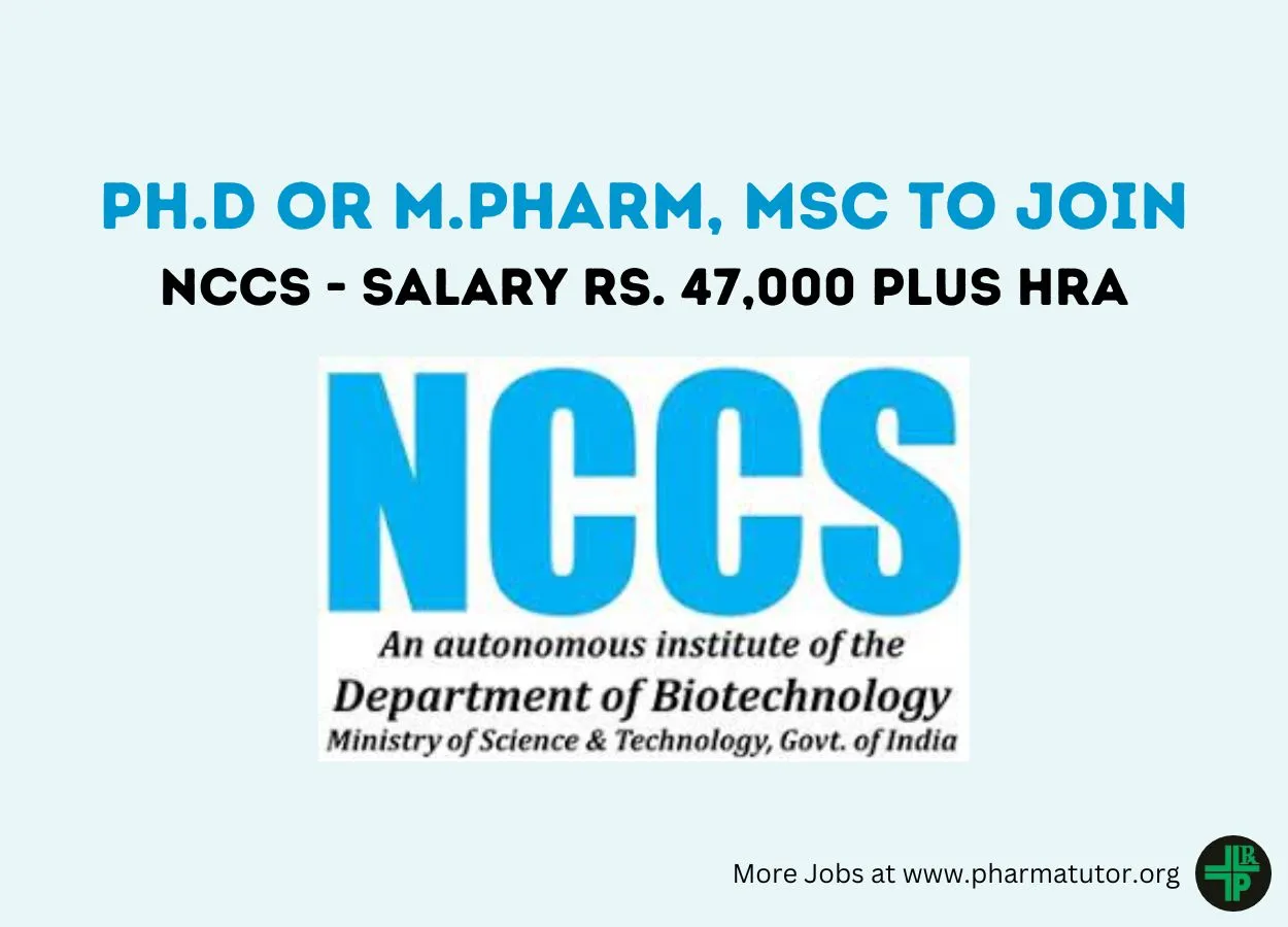 Opportunity for Ph.D or M.Pharm, MSc to Join National Centre for Cell Science