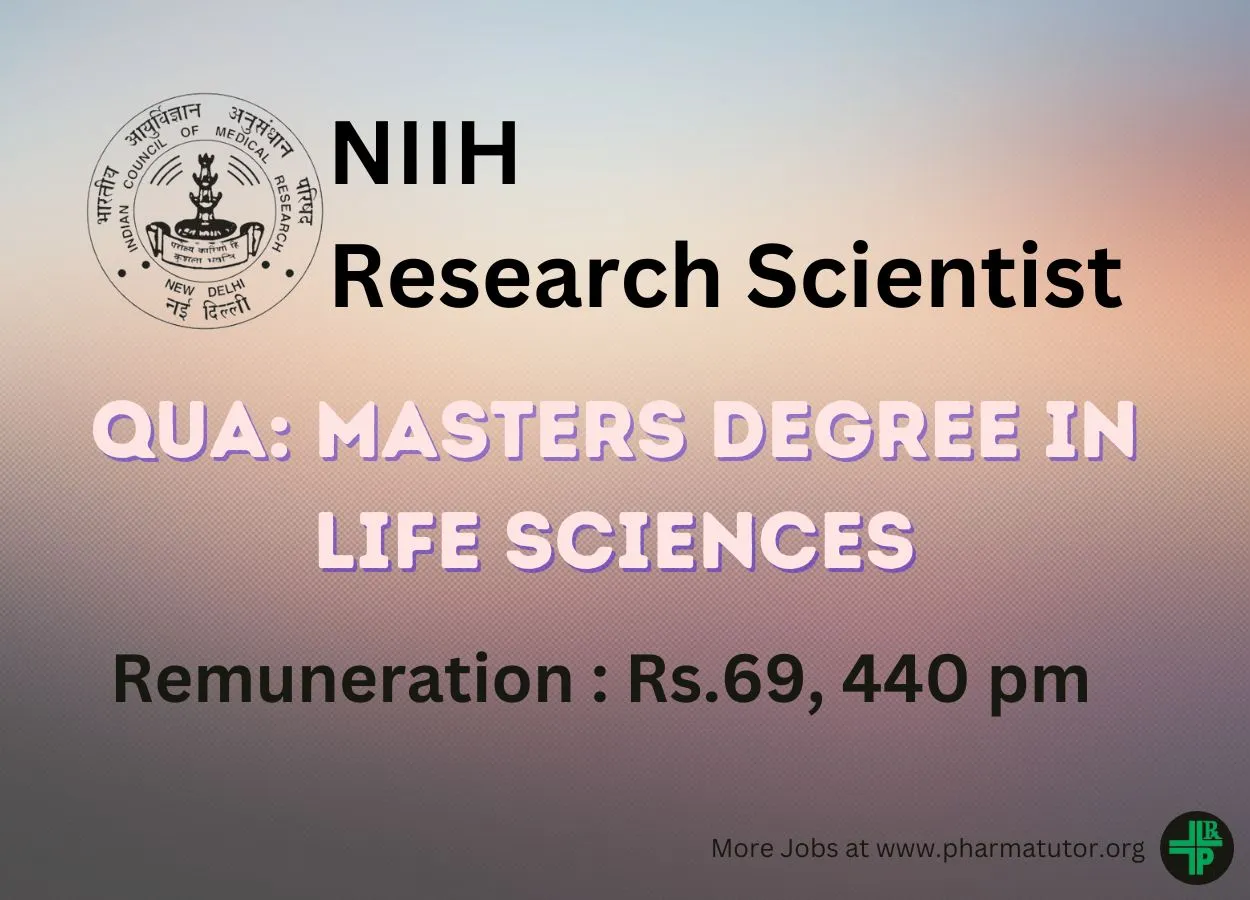 Applications are invited for post of Scientist at NIIH