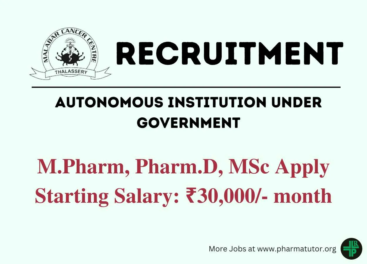 Job as Pharm.D/ M.Pharm at MCC - autonomous institution under Government