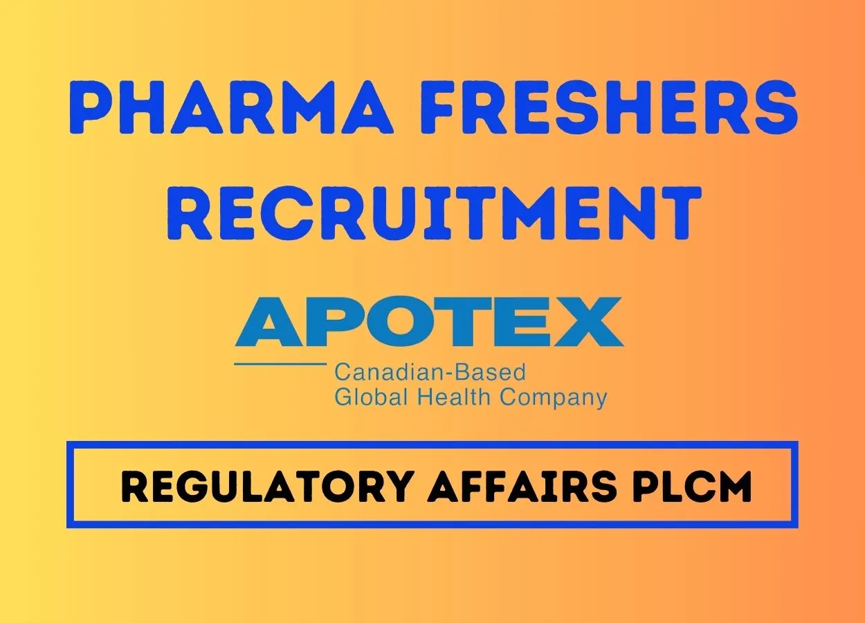 Job for Fresher B.Pharm, M.Pharm in Regulatory Affairs PLCM at Apotex Inc