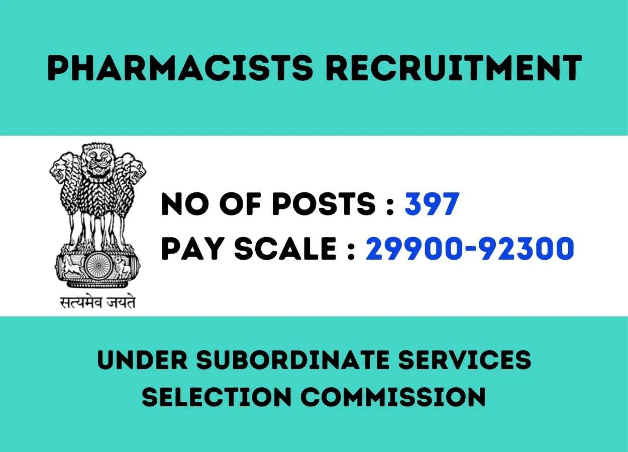 Pharmacists Recruitment under Subordinate Services Selection Commission