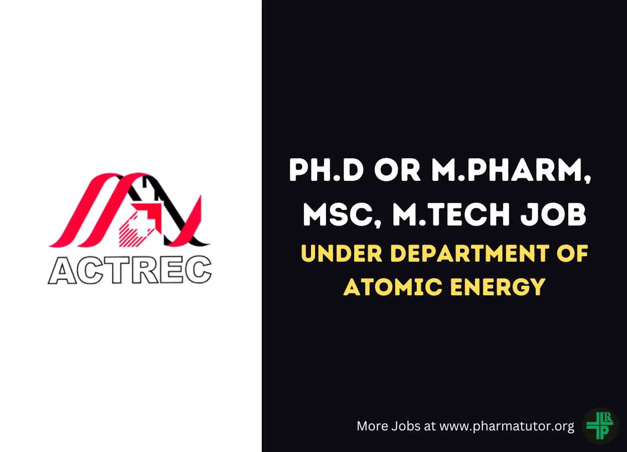 Ph.D or M.Pharm, MSc, M.Tech Job at ACTREC