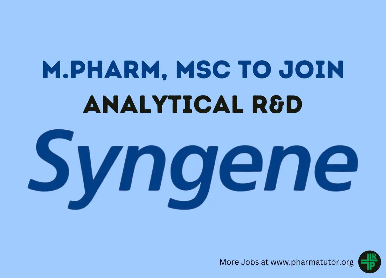 Syngene jobs for Analytical R&D