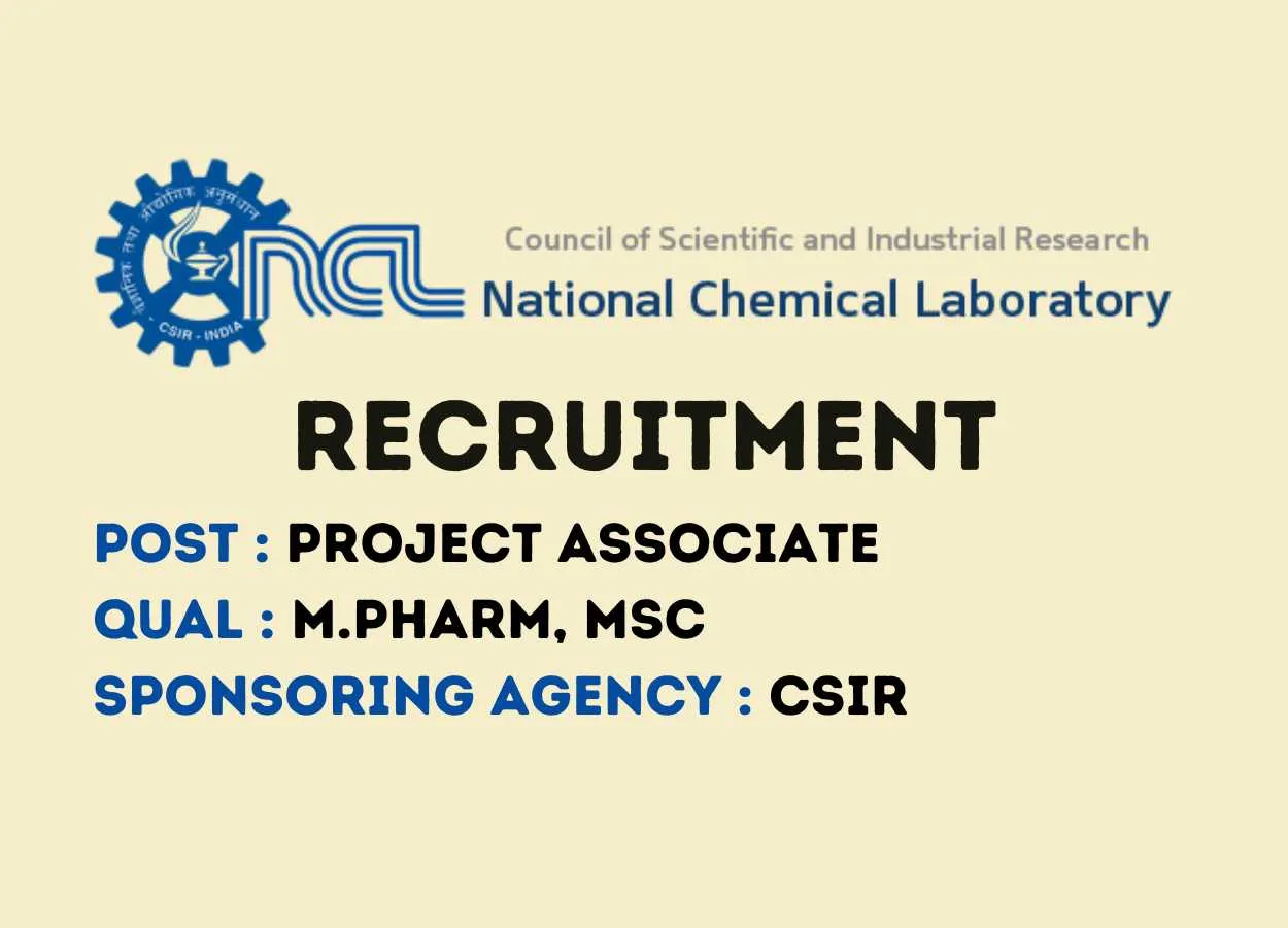 Vacancy for Project Associate at National Chemical Laboratory