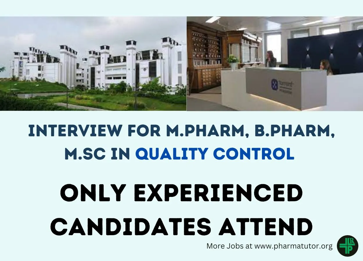 Walk in Drive for M.Pharm, B.Pharm, MSc as Quality Control Executive at Torrent Pharma