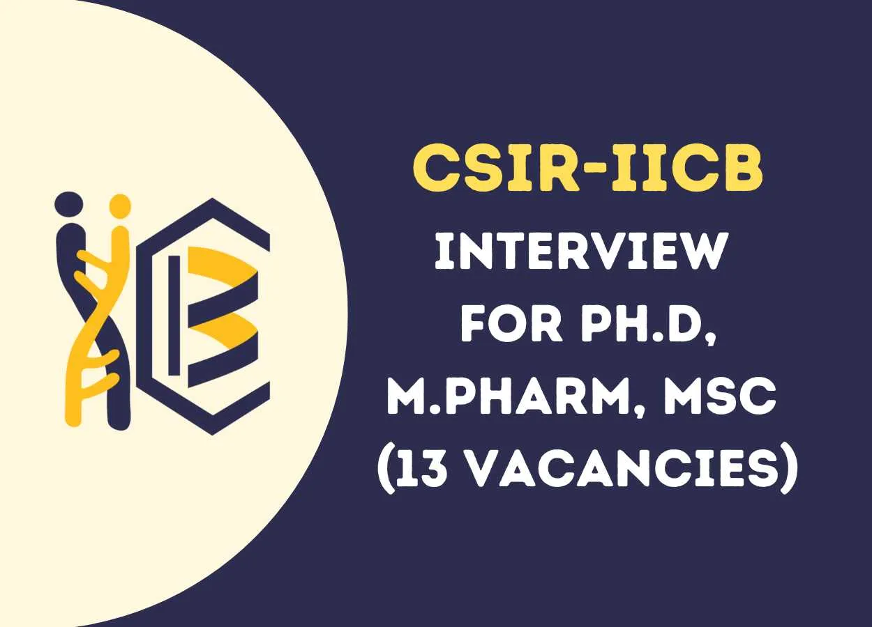Walk in Drive for Ph.D, M.Pharm, MSc at CSIR-IICB