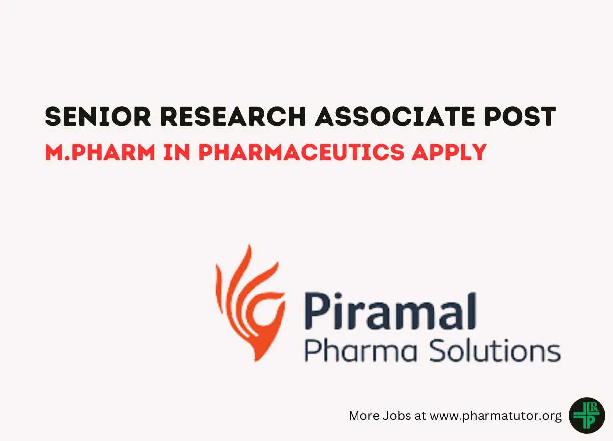 Work as Senior Research Associate at Piramal Pharma Solutions
