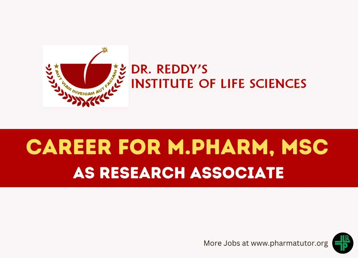 Career for M.Pharm, MSc as Research Associate at DRILS