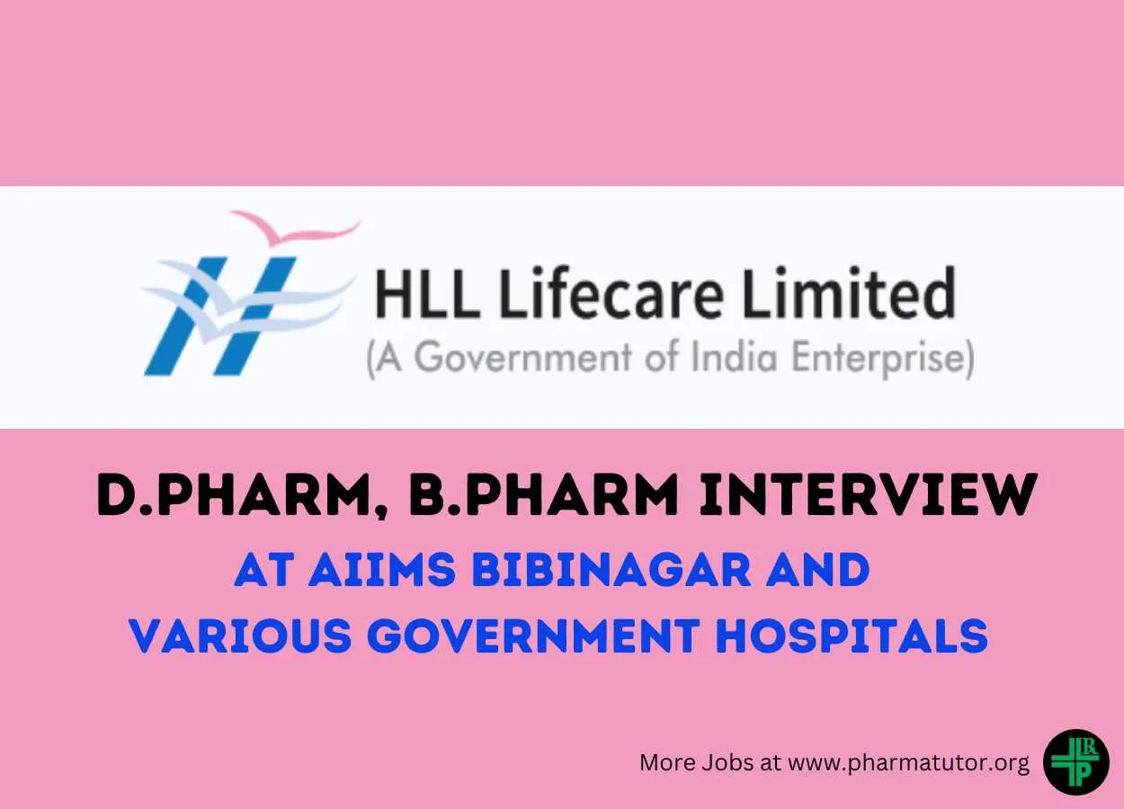 Interview for D.Pharm, B.Pharm in AMRIT Pharmacy outlets at AIIMS Bibinagar and various Government Hospitals