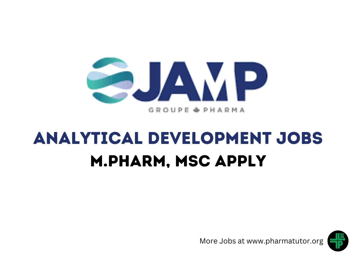 Job for M.Pharm, MSc in Analytical Development at JAMP Pharma Group
