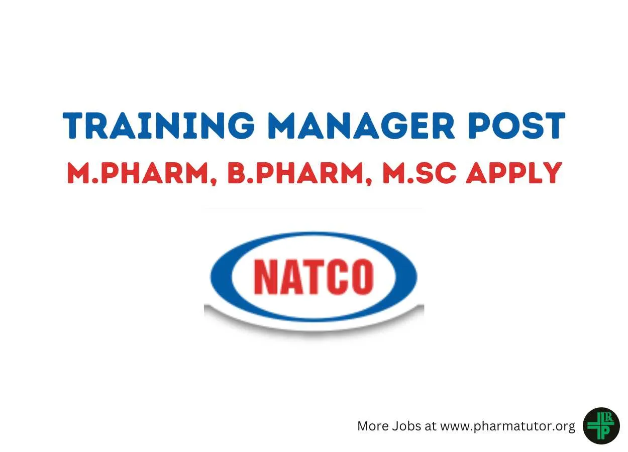 Natco Pharma looking for Training Manager