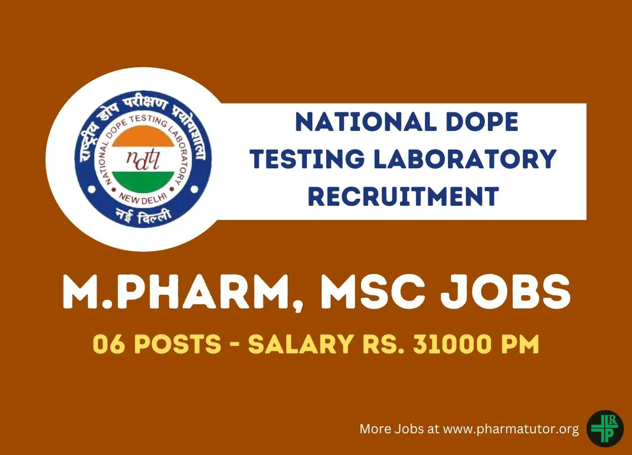 National Dope Testing Laboratory invites applications from M.Pharm, MSc candidates