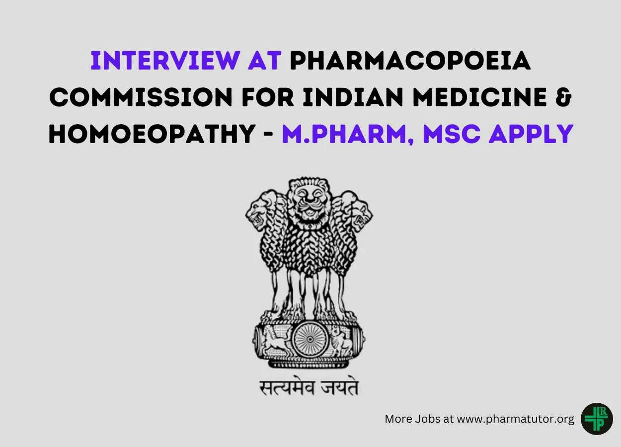 Opportunity for M.Pharm, MSc as Project Associate at PCIM&H