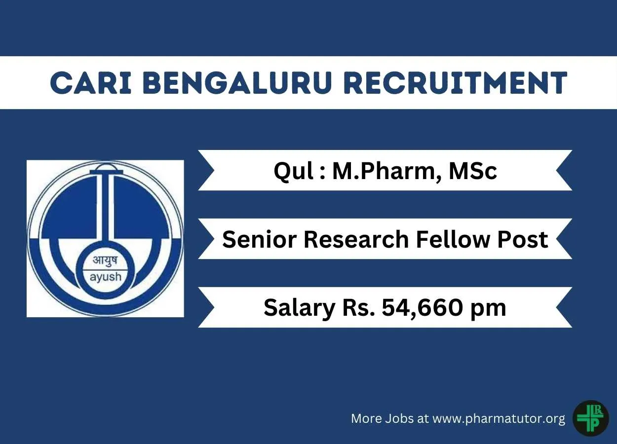 Opportunity for M.Pharm, MSc to Join Central Ayurveda Research Institute as SRF