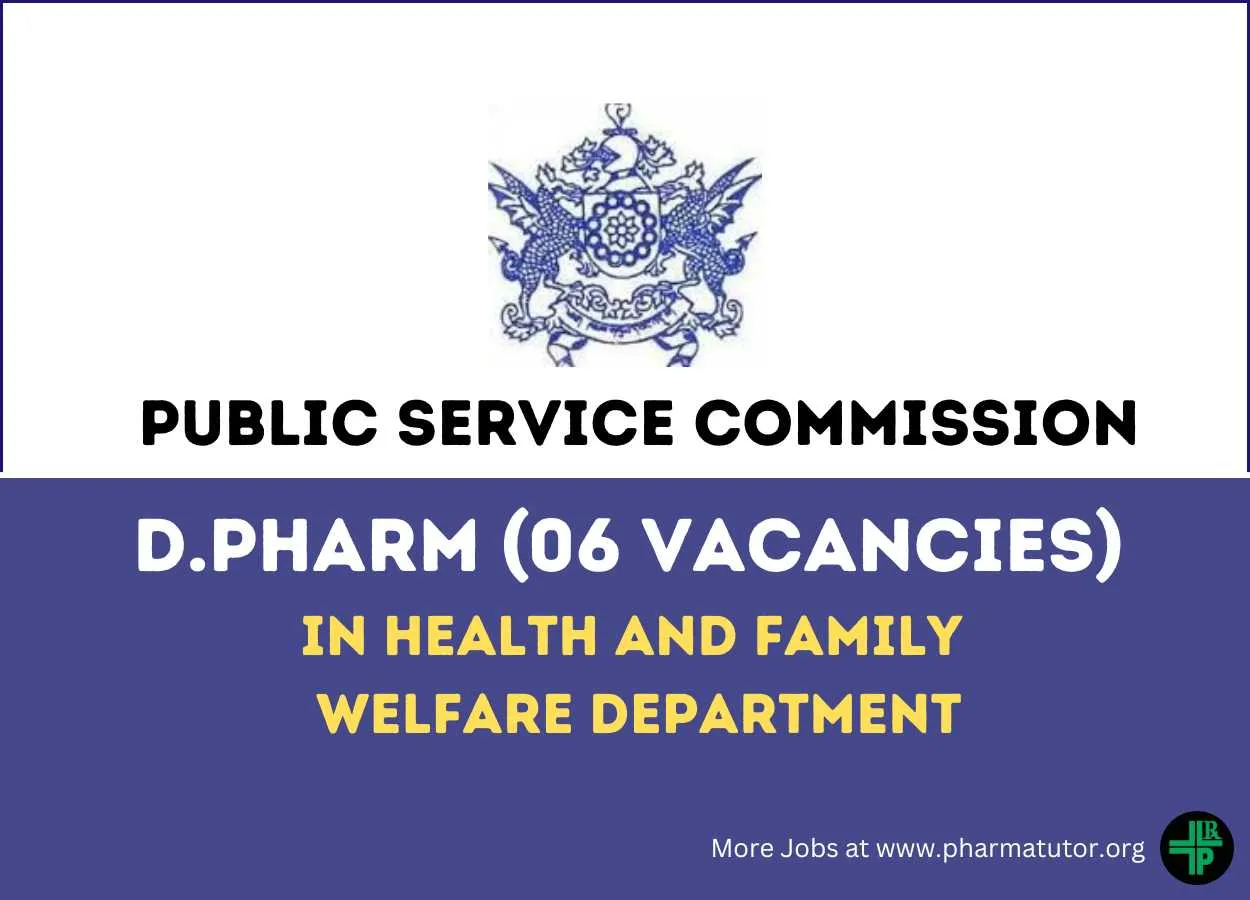 Recruitment for D.Pharm in Health and Family Welfare Department